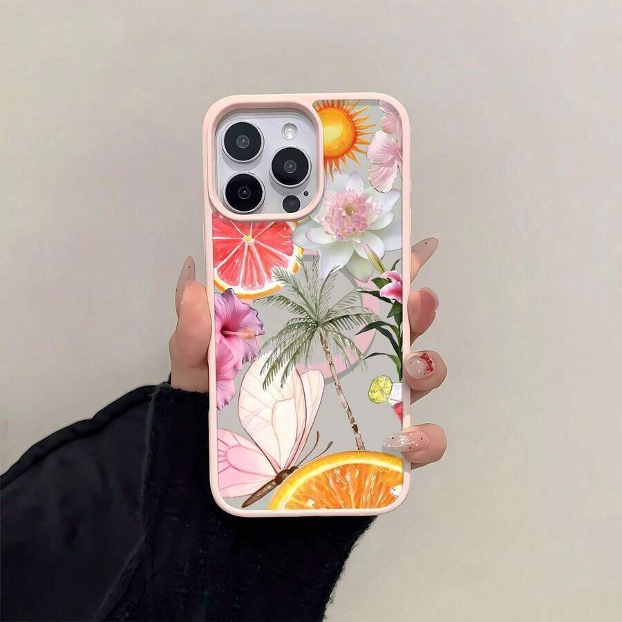 Vibe Tropical de Verano, Cítricos y Playa - Esta elegante funda para teléfono es compatible con Samsung, Apple, Transsion y Honor.Hecho de silicona TPU, ofrece protección contra golpes y caídas y una sensación superior al tacto.Es un regalo ideal para familiares, amigos y seres queridos, y una elección perfecta para el Día de San Valentín y las fiestas de fin de año. - Rosa - Ver 1