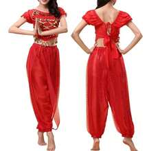 Women's Belly Dance Performance Costume, Includes Adult Short Sleeve Top And Harem Pants, Adult Practice Wear, Party Performance Outfit, Multiple Colors Available - Multicolor - View 17