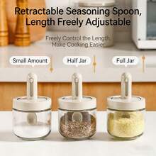 1pc Kitchen Salt & Seasoning Jar, Leak-Proof Telescopic Spice Bottle, Crystal Glass, Airtight Moisture-Proof Spice Jar - White - View 7