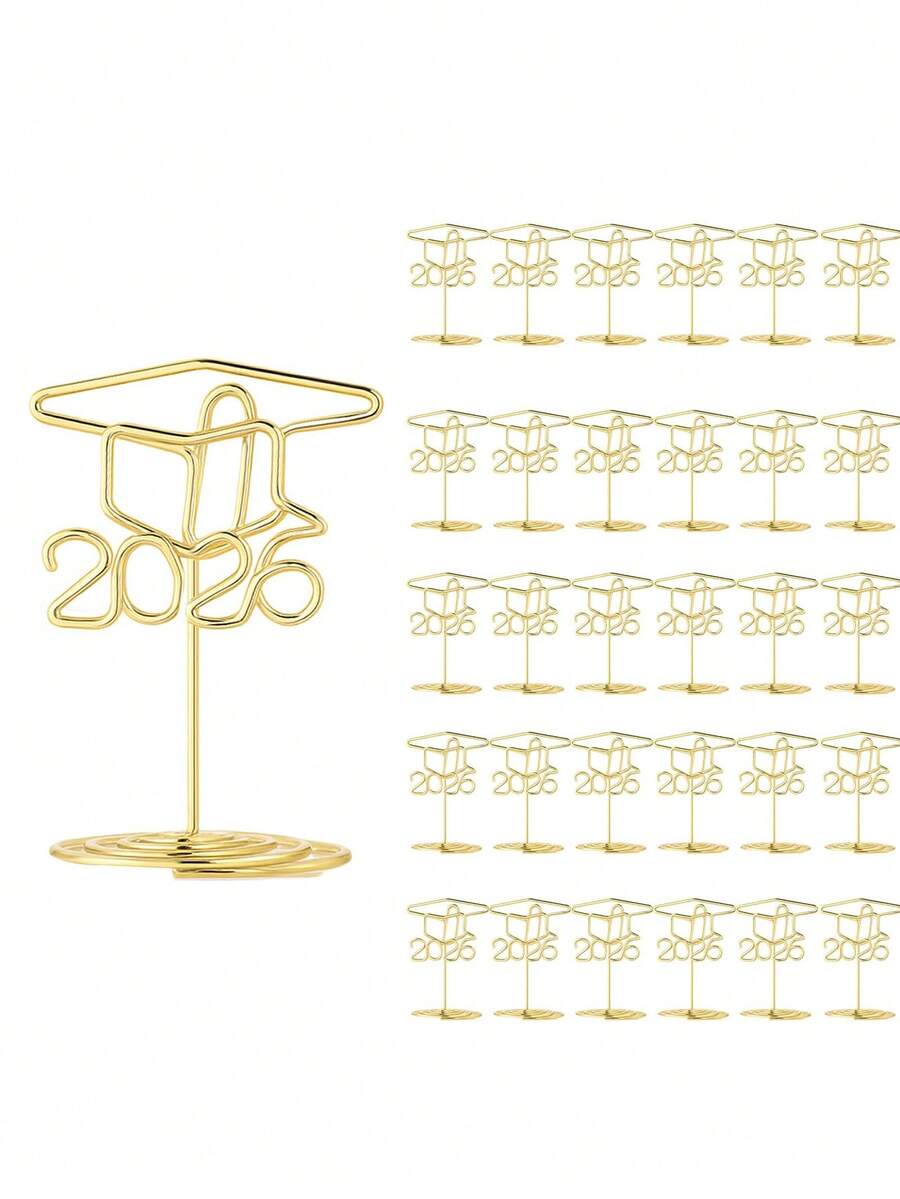 1/5 chiếc Giá đỡ ảnh mũ tốt nghiệp năm 2026, khung ảnh màu vàng 2 inch, dùng để trang trí bàn lễ tốt nghiệp, đồ dùng cho tiệc tốt nghiệp năm 2026 - Hộp đựng danh thiếp vàng 2026 - Xem 1