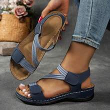 Orthopedic Wedge Sandals Women 2026 Wide Width Platform Sandals With Arch Support Ankle Strap Casual Summer Open Toe Hollow Out Comfortable Vacation Shoes - Màu xanh lam - Xem 2