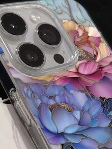 花卉彩绘优雅新款羽毛雪纺银色简约时尚手机壳，兼容 17/17 Pro Max、15、16/16 Pro、彩绘 15 Pro Max、P13、P14、P11 软壳、P12 防摔、XS、XR、7/8、7/8 Plus、S2、A14、A15、S23 Ultra、A50、A12、A32、A52、A72、A51、A21S、A13、A14、S22 Ultra、S23、A33、A53、S20 FE - 彩色 - 查看 6