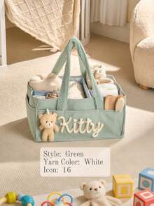 Personalized Diaper Storage Bag With Embroidered Name, Children's Room Storage Basket, Personalized Mommy Bag, Custom Woven Rope Storage Bucket, Diaper Storage Basket, Newborn Gift, Maternity Party Gift, Gift For New Moms - Multicolor - View 10