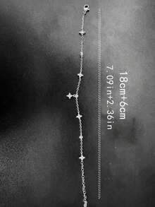 1条男士夏季时尚闪亮四叶草花朵脚链，防水不锈钢链搭配铜质花朵吊坠，不易褪色，适合日常佩戴、派对、海滩等场合。 - 銀色 - 查看 4