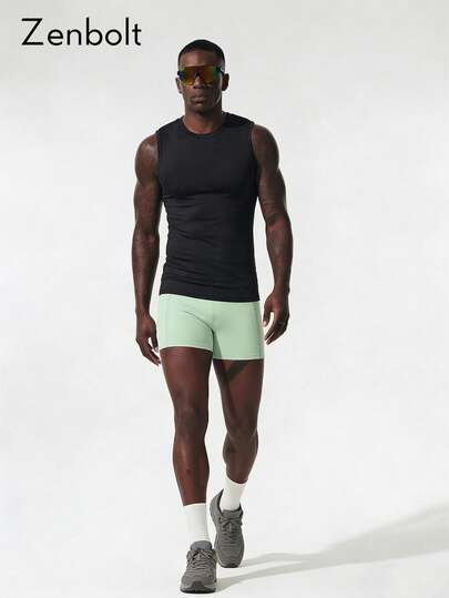 ZULIZ Zenbolt 男士基础款纯色圆领修身无袖运动背心