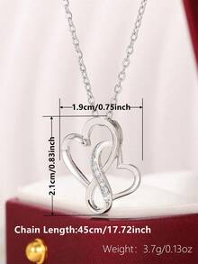 1件优雅立方氧化锆心形吊坠项链，适合作为母亲节礼物、送给妈妈的礼物、派对饰品 - 1# - 查看 7