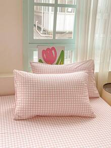 2 vỏ gối kẻ sọc hồng đơn giản 100% Polyester (Không bao gồm ruột gối), mềm mại và thoải mái cho mọi mùa - Nhiều màu - Xem 6