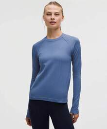 Lululemon Rest Less Variegated Ribbed Pullover Women's Clothes Long Sleeve Shirts - Rib Brilliant Blue - View 1