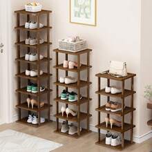 1pc Classic Bamboo Shoe Rack, Multi-Tier Floor Storage Shelf - Natural Wood Tone, Space-Saving, Easy Assembly, Suitable For Dorm, Hallway, Kitchen And Various Rooms - Fashionable Square Storage Rack - Multicolor - View 8