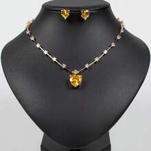 三件套项链耳环套装，心形吊坠项链，锆石项链，简约风格首饰套装，送给她的独特礼物，首饰 - 首飾套裝 - 查看 6