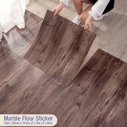 12/15/24/30片装 3D木纹自粘地板贴、墙贴，1.5毫米厚隔音地板贴，防水防污，适用于厨房、客厅、卧室、咖啡厅及其他室内空间