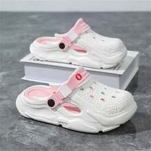 Pantuflas slip-on para hombres, sandalias casuales y versátiles de pareja con suela gruesa hueca, zapatillas tipo mula, zapatos de playa, sandalias casuales transpirables para hombres - Rosa - Ver 1