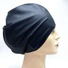 Extra Large Swimming Cap For Women And Men,Special Design Swim Cap For Very Long Thick Curly Hair&Dreadlocks Weaves Braids Afros Silicone Keep Your Hair Dry, Beach Essentials, Beach Accessories, Pool Float - 黑色 - 查看 3