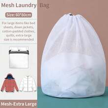 3 piezas/4 piezas/1 pieza Bolsa de lavandería con cordón, bolsa de malla gruesa, bolsa de lavado extra grande para sostenes y lencería - Blanco - Ver 8