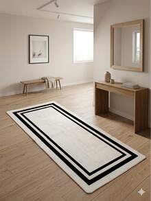 Modern Geometric Pattern Washable Area Rug - Distressed Monochrome Abstract Print Carpet for Living Room, Bedroom & Home Decor 80x200 cm, 80x300 cm,100x200 cm, 120x180 cm - 白色 - 查看 3