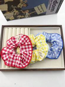 Bộ 1/5 chiếc dây buộc tóc in họa tiết kẻ caro, kiểu Hàn Quốc, co giãn, có thẻ vải dễ thương, mềm mại và thoáng khí, không làm hư tóc, có các màu đen/đỏ/xanh dương/vàng/hồng, phù hợp cho sử dụng hàng ngày, đi học, hoạt động ngoài trời, phụ kiện buộc tóc đuôi ngựa, phụ kiện làm đẹp tóc tại nhà. - Nhiều màu - Xem 36