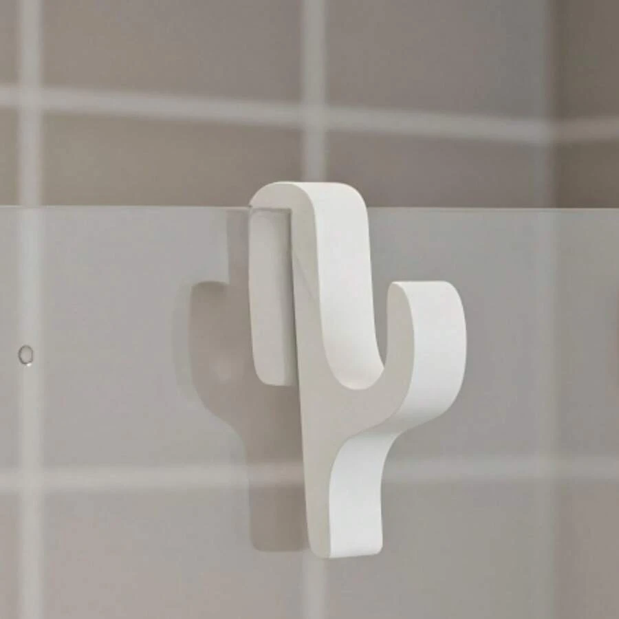 1 Heavy-Duty Modern-Style Glass Door Hook, Suitable For Wall-Mounted Towel Racks In Frameless Showers. Multi-Functional, Strong Load-Bearing Hook, Space-Saving Bathroom Storage Rack, Suitable For Towels, Bathrobes, And Coats - 白色 - 查看 1