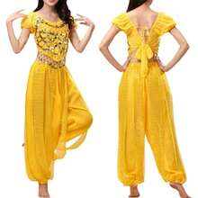 Women's Belly Dance Performance Costume, Includes Adult Short Sleeve Top And Harem Pants, Adult Practice Wear, Party Performance Outfit, Multiple Colors Available - Multicolor - View 15