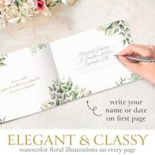 Wedding Guest Book with Photo Frame - Elegant Flower Design Hardcover with Golden Edges Wedding Guest Book - 120 Pages for Wedding Reception Bridal Shower and Special Events - como en la foto - Ver 6