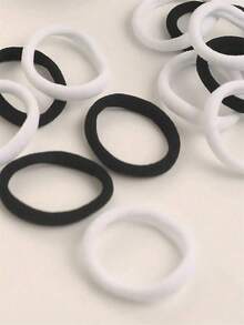 100 Pcs Jar Basic High Elastic Hair Ties Ponytail Holders For Girls - Black and White - View 4