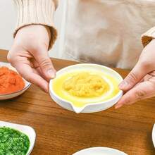 1个带刷子的陶瓷食物研磨器，多功能土豆捣碎器，手动姜蒜胡萝卜研磨器厨房工具 - 白色 - 查看 3