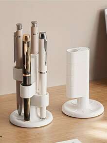1/3pcs 360° Rotating White Desktop Pencil And Pen Holder, Desktop Organizer And Storage For Office, Multi-Functional Storage Rack For Makeup Brushes, Toothbrushes, Ballpoint Pens, Pencils, Hair Accessories, Hair Ties, Back To School, Home Use - Sets - View 2