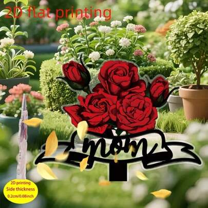 Hoa hồng acrylic 2D trang trí sân vườn, thích hợp cho sân nhà, bãi cỏ, các dịp Lễ Tạ ơn/Ngày của Mẹ/Halloween/Giáng sinh, không cần nguồn điện.