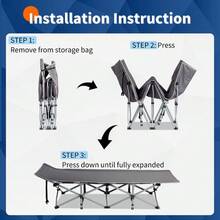 Portable Folding Camping Cot Bed With Soft Pad For Adults Sleeping In/Outdoor - As Pic - View 6