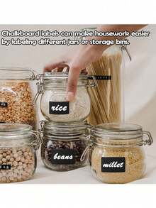 1/3 Roll (120 Labels Per Roll) Reusable Waterproof Black Chalkboard Glass Jar Labels, Wavy Labels Suitable For Kitchen And Pantry Organization, Great For Containers, Jars, Spices And Food Storage - Multicolor - View 8