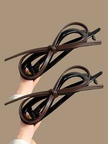 2个/3个装女士皮革蝴蝶结扭结发夹，大号防滑发夹，适合优雅盘发造型 - 彩色 - 查看 21