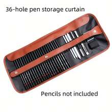 Spacious And Portable Colored Pencil Storage Case Featuring 36 Slots And A Black Fabric Roll-Up Organizer. Ideal For Adults, Professionals, And Artists; A Perfect Choice For Birthdays, Travel, And More. - 36 Holes - View 1