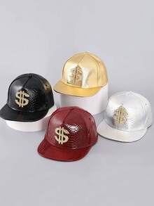 Mũ lưỡi trai nam kiểu hip hop, chất liệu da rắn, logo kim loại hình đô la, cỡ lớn, thích hợp cho tiệc tùng, phong cách đường phố, mùa xuân/thu, hè, đi biển, lễ hội. - nhiều màu - Xem 2
