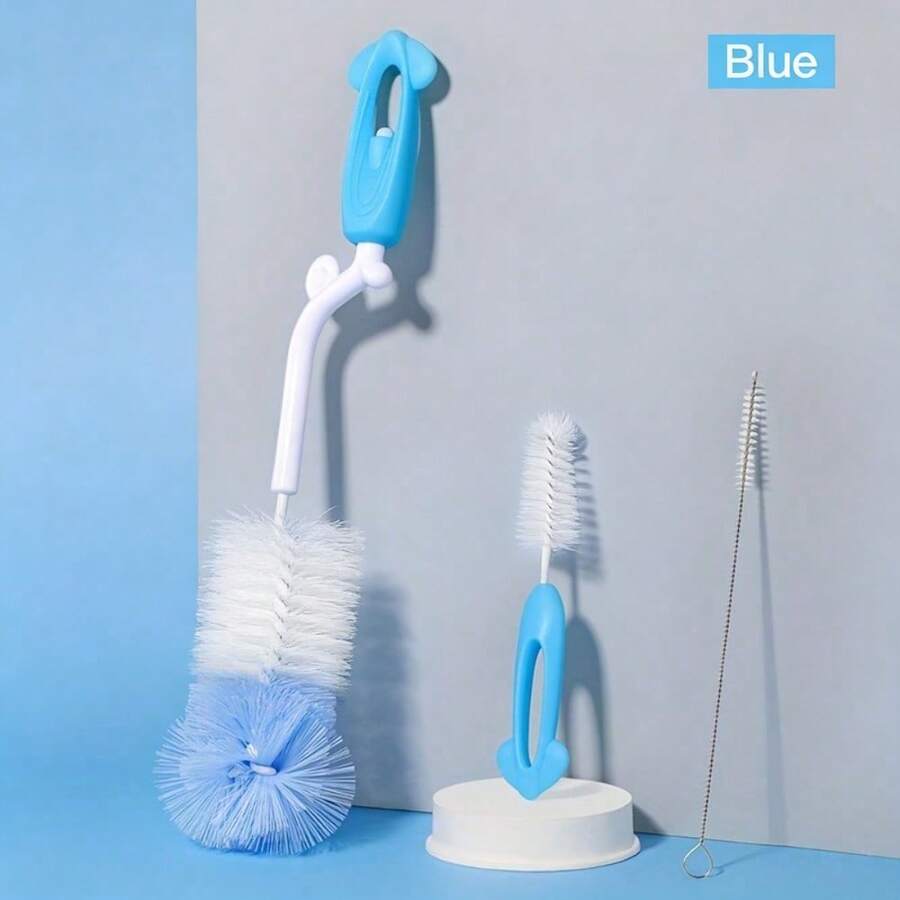 3pcs 360 Degree Rotating Baby Bottle Cleaning Brush Set - Multicolor - View 1