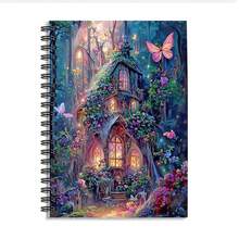 1 Pcs A5 Notebook With Spiral Binding, Featuring Forest Fairy House Surrounded By Flowers & Butterflies, Suitable For Students, Office, Daily Notes, Best Gift For Family, Friends, And Girly Enthusiasts - A5 - View 1