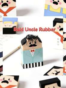 1个秃头大叔造型橡皮擦，创意新奇铅笔橡皮擦，柔软耐用，适用于办公室、学校和绘画 - 多色 - 查看 9