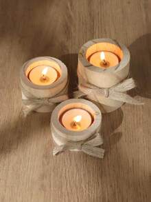 1/3pcs Wooden Tea Candle Holder, Wooden Incense Candle Holder, Suitable For Wedding Birthday Centerpiece Decor, Tabletop Planter, Rustic Style Centerpiece Home Decor (Candles Not Included), Graduation Gift - A - View 2