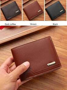 1-3pcs/Set Ultra-Thin Minimalist Bifold Wallet, Men's Short Wallet, Fashionable Black Wallet, Large Capacity Multi-Card Slots, Can Store Large Bills, Credit Cards, ID, Photos, Business & Casual Style, Ideal Gift For Men Or Partners, Fashionable For Young Men And Women "Luxury Business Short Wallet" - Multicolor - View 3