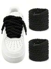1pair Thick Rope Laces(120cm/47.24inch)Round Chunky Shoelaces Replacement Laces For Sneakers,Rope Shoe Laces,Shoe Accessories,Men And Women Shoelaces - 白色 - 查看 1
