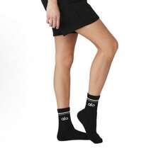 Alo Yoga Crew Socks, Socks Men/Women ,Cushioned Cotton Athletic Arch Support Moisture Wicking,1-Pairs - Black - View 4