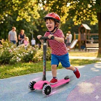 Scooter Infantil de 3 Ruedas con Luces LED y Altura Ajustable | Patín Estable para Niños