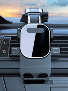 360°旋转通用车载手机支架，带自动夹紧和吸盘底座、重力锁定功能，可安装在仪表盘或空调出风口，带充电接口，防滑设计，适用于4.7-7英寸手机，自动锁定导航手机支架 - A - 查看 3