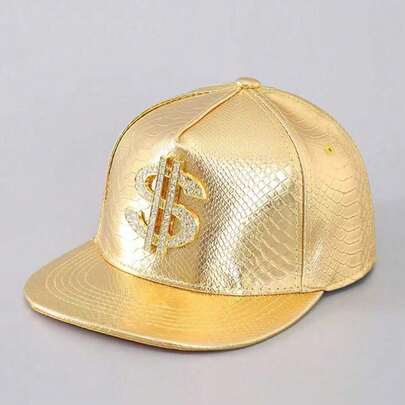 قبعة رجالية بشعار معدني بشكل دولار وجلد ثعبان على الحافة، قبعة شاحنة شخصية للحفلات، مقاس كبير، قبعة بيسبول بطراز الشارع، للربيع/الخريف