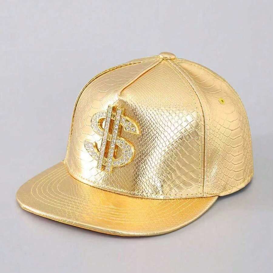 Mũ lưỡi trai nam kiểu hip hop, chất liệu da rắn, logo kim loại hình đô la, cỡ lớn, thích hợp cho tiệc tùng, phong cách đường phố, mùa xuân/thu, hè, đi biển, lễ hội. - nhiều màu - Xem 1