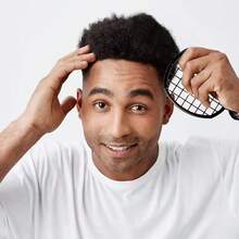 1-3-5 扭纹梳，ABS塑料材质，升级海绵刷头设计，适合自然卷发男女使用（黑色） - 黑色 - 查看 4