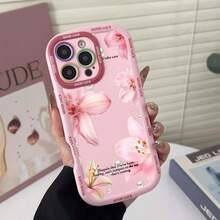 1个粉色百合花图案硅胶手机壳，带腕带，兼容 17/17 AIR/17 PROMAX/17 PRO/16/7/8/11/12/13/14/15/X/XR/Xs/Plus/Pro/Pro Max/SE2/16E - 粉色 - 查看 5