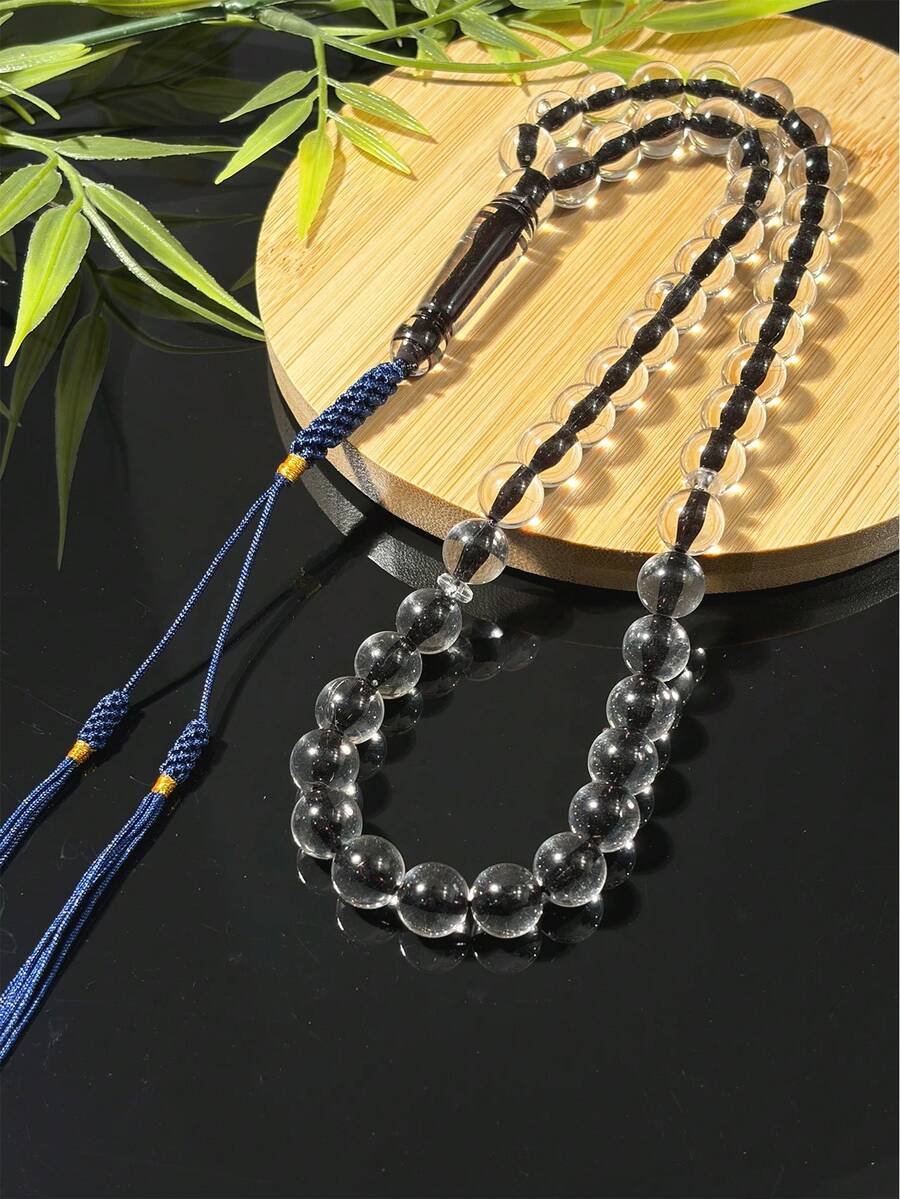 1条穆斯林手工透明45珠流苏念珠手链，优雅男女通用穆斯林念珠 - 彩色 - 查看 1