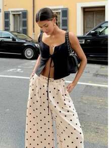 New Women's Polyester Printed Pants With Pockets, Suitable For Holiday, Home, Daily Wear, Spring, Summer, Autumn, Winter White - White - View 2