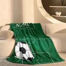 1pc Personalized Football Theme Flannel Blanket, With Football Field Green Background And Classic Black And White Football Pattern, Filled With Sports Atmosphere, Can Customize Player Names, Team Names, Etc. - Personalized Soft And Warm Digital Printing, Tear-Resistant, Machine Washable, Hypoallergenic, Suitable For Sofa, Bed, Travel, Camping, Living Room, Office, All Seasons - Multicolor - View 7