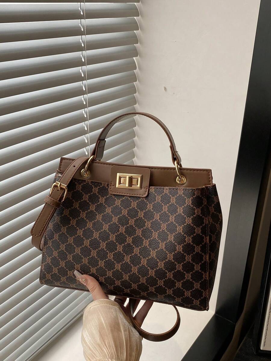 2026 Winter New Plaid Patchwork Handbag, Women's Small Square Shoulder Bag With High-Quality Feel - Coffee - View 1