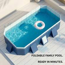 Foldable Above Ground Pool, No Inflation Required & Easy Setup, Sturdy Panel Structure For Stability, Large Capacity For Family Use, Multi-Use For Family, Pets & Outdoor Cooling, Portable Collapsible Design For Compact Storage, Ideal For Backyard, Patio & Garden Summer Water Fun, Durable Leak-Proof Construction, Perfect Outdoor Water Entertainment Equipment For Gatherings & Pet Bathing - 2.6 米 豚藍 免安裝折疊泳池 - 查看 10